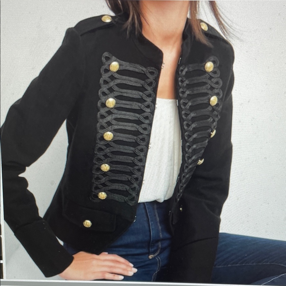 GAP Black Military-Style Blazer with Gold Buttons